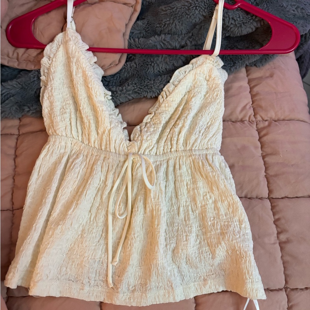 Cream Ruffled Women's Top